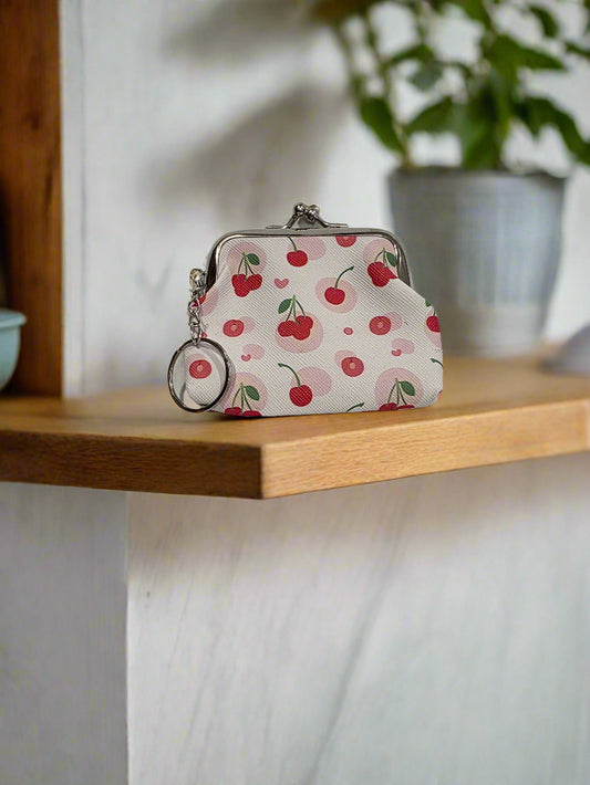 Cherry Coin Purse (Pink) - (3 x 3 Inches)
