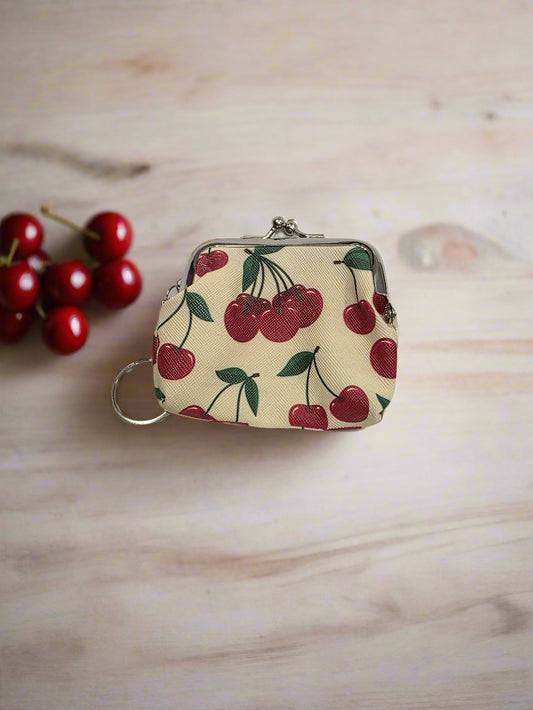 Cherry Coin Purse (Yellow) - (3 x 3 Inches)
