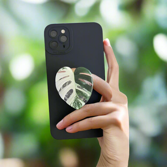 Monstera Leaf Phone Holder (Green & White) - (1.5 x 2 Inches)